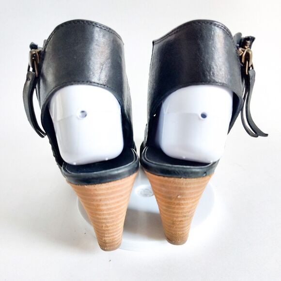 Paul Green Miranda Caged Sandals Black Slingback Peep Toe Block Heel UK 6/ US 9 - Picture 6 of 10